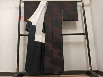平和屋着物●訪問着　絞り　流水文　正絹　逸品　AABG5743ph
