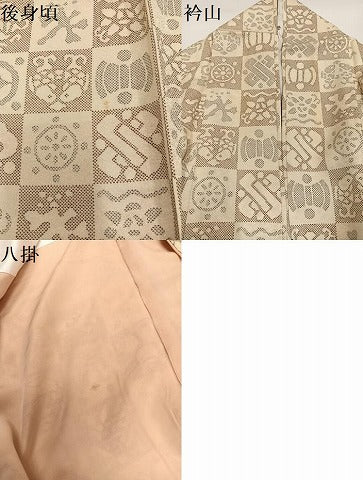 平和屋着物●上質な小紋　市松文　正絹　逸品　AABG5745ph
