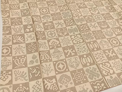 平和屋着物●上質な小紋　市松文　正絹　逸品　AABG5745ph