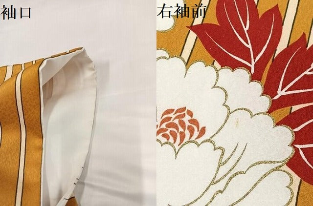 平和屋着物●小振袖　二尺袖　牡丹　金彩　洗える着物　AABG5746ph