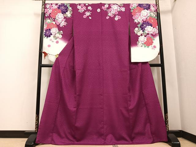 平和屋着物●小振袖　二尺袖　舞花文　暈し染め　金彩　洗える着物　AABG5747ph