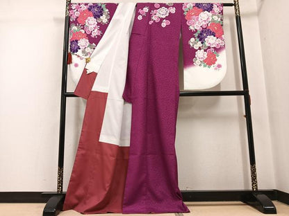 平和屋着物●小振袖　二尺袖　舞花文　暈し染め　金彩　洗える着物　AABG5747ph