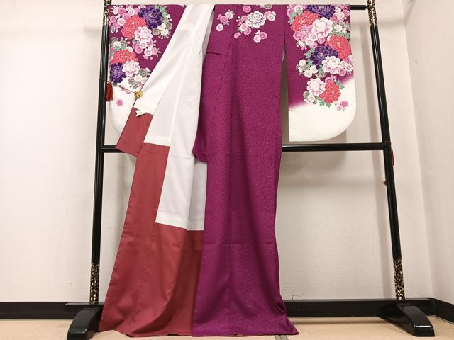 平和屋着物●小振袖　二尺袖　舞花文　暈し染め　金彩　洗える着物　AABG5747ph