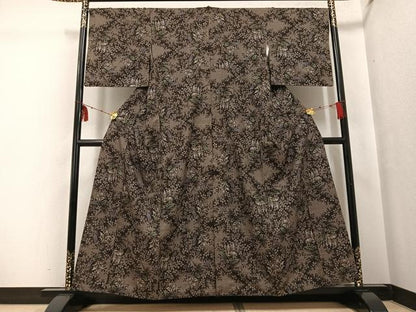 平和屋着物●本場大島紬　一元7マルキ　草花文　正絹　逸品　AABG5748ph