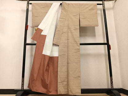 平和屋着物●上質な紬　霞文　正絹　逸品　AABG5749ph
