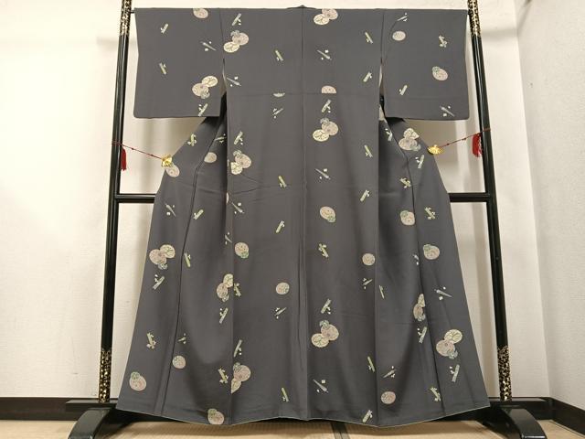平和屋着物●上質な小紋　番傘花文　正絹　逸品　AABG5752ph