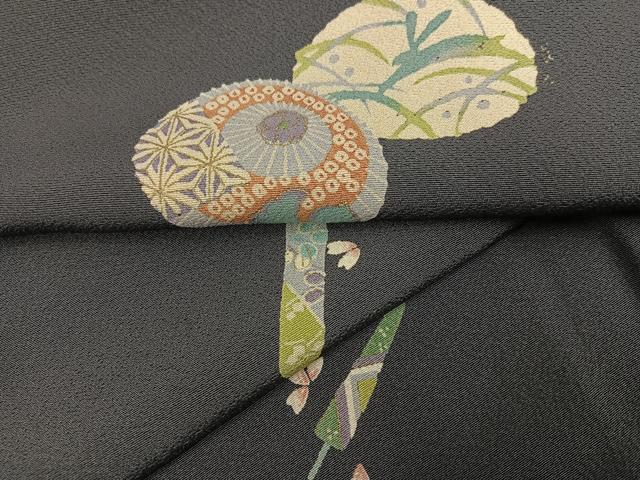 平和屋着物●上質な小紋　番傘花文　正絹　逸品　AABG5752ph