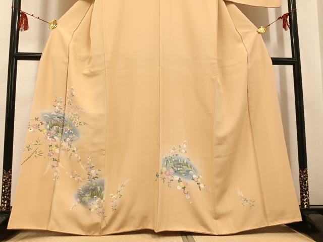 平和屋着物●訪問着　友禅　風景草花文　暈し染め　正絹　逸品　AABG5755ph