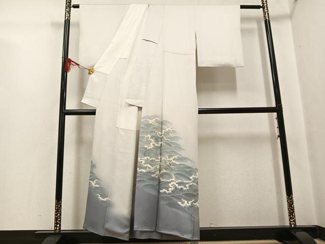 平和屋着物●豪華色留袖　友禅　立波文　金彩　正絹　逸品　AABG5756ph