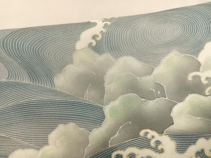 平和屋着物●豪華色留袖　友禅　立波文　金彩　正絹　逸品　AABG5756ph