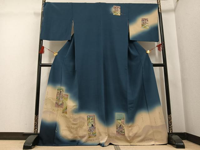 平和屋着物●訪問着　女人色紙花文　暈し染め　金彩　正絹　逸品　AABG5758ph