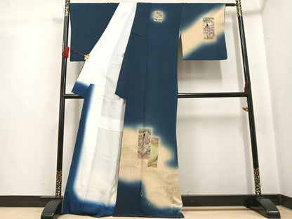 平和屋着物●訪問着　女人色紙花文　暈し染め　金彩　正絹　逸品　AABG5758ph
