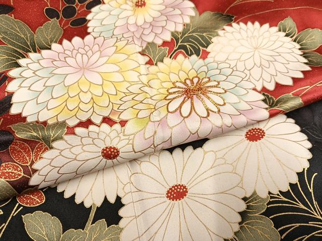 平和屋着物●豪華振袖　駒刺繍　花蝶文　暈し染め　金彩　正絹　逸品　AABG5760ph
