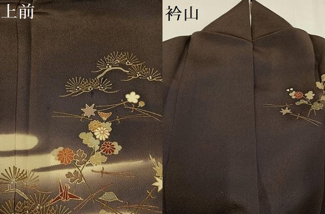 平和屋着物●訪問着　友禅　駒刺繍　草花　折り鶴　暈し染め　金彩　正絹　逸品　AABG5761ph