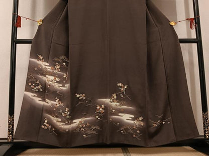 平和屋着物●訪問着　友禅　駒刺繍　草花　折り鶴　暈し染め　金彩　正絹　逸品　AABG5761ph