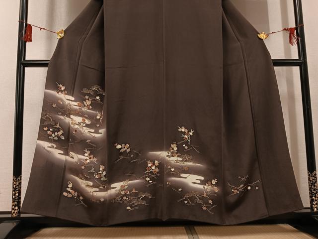 平和屋着物●訪問着　友禅　駒刺繍　草花　折り鶴　暈し染め　金彩　正絹　逸品　AABG5761ph