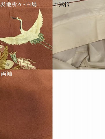 平和屋着物●豪華色留袖　友禅　刺繍　飛鶴宝尽くし　金彩　正絹　逸品　AABG5762ph