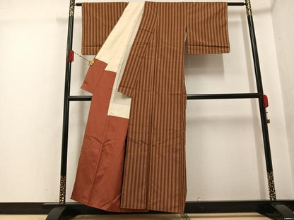 平和屋着物●本場黄八丈　綾織　足高貴　間道　正絹　逸品　AABG5764ph