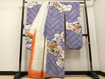 平和屋着物●豪華振袖　駒刺繍　絞り　草花文　金彩　三越扱い　正絹　逸品　AABG5765ph