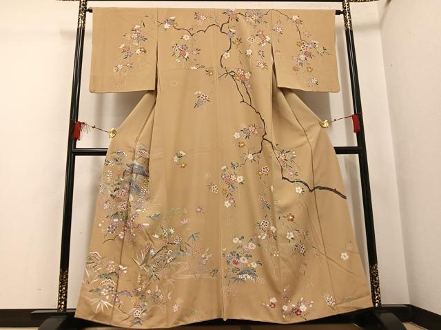 平和屋着物●訪問着　友禅　風景草花文　正絹　逸品　AABG5769ph