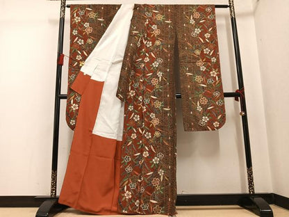平和屋着物●豪華振袖　花尽くし　金彩　正絹　逸品　AABG5772ph