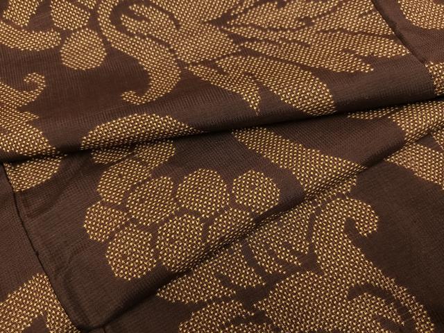 平和屋着物●本場大島紬　一元7マルキ　葡萄花唐草文　三越扱い　正絹　逸品　未使用　AABG5775ph