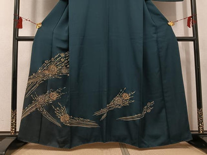 平和屋着物●訪問着　手描き　草花文　金糸　正絹　逸品　AABG5778ph