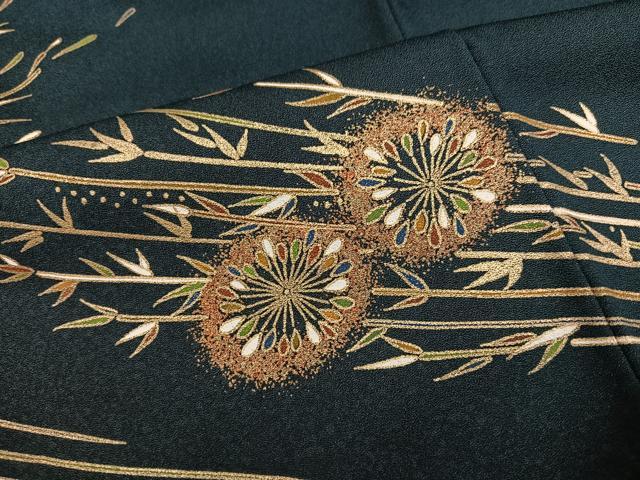 平和屋着物●訪問着　手描き　草花文　金糸　正絹　逸品　AABG5778ph