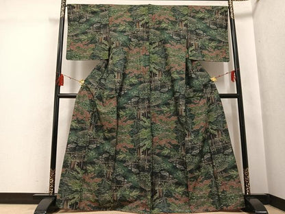 平和屋着物●本場大島紬　カタス7マルキ　総絣　風景樹林文　正絹　逸品　AABG5779ph