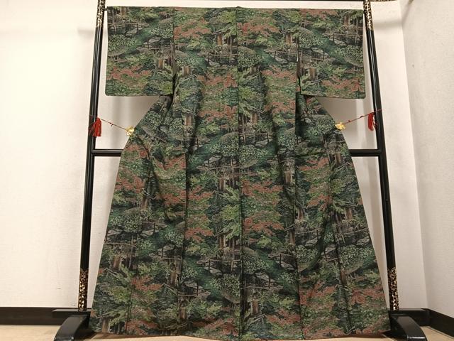 平和屋着物●本場大島紬　カタス7マルキ　総絣　風景樹林文　正絹　逸品　AABG5779ph