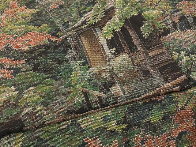 平和屋着物●本場大島紬　カタス7マルキ　総絣　風景樹林文　正絹　逸品　AABG5779ph