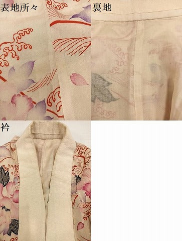 平和屋着物●アンティーク　大正ロマン　長襦袢　袷　立波花文　正絹　逸品　AABG5781ph