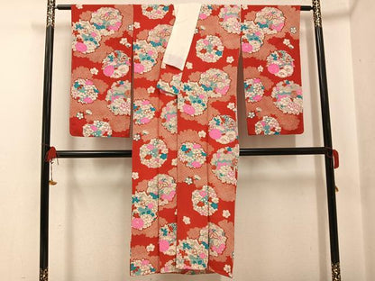 平和屋着物●セミアンティーク　長襦袢　袷　草花文　広衿仕立て　正絹　逸品　AABG5785ph