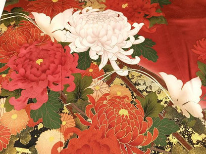 平和屋着物●豪華振袖　飛鶴流水花文　金彩　正絹　逸品　AABG5786ph