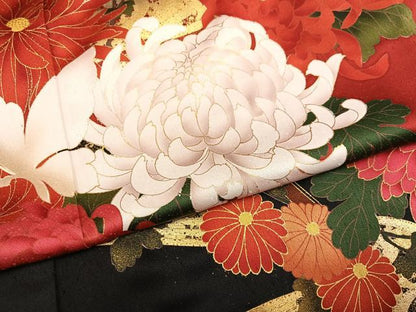 平和屋着物●豪華振袖　飛鶴流水花文　金彩　正絹　逸品　AABG5786ph