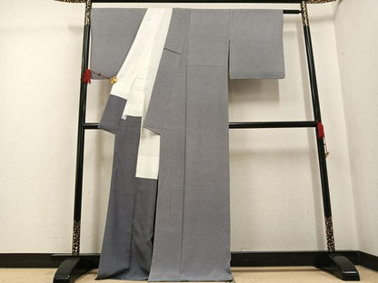 平和屋着物●伝統工芸士　小林義一　江戸小紋　御召十字　正絹　逸品　AABG5787ph