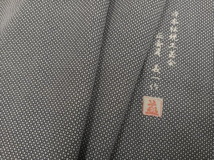 平和屋着物●伝統工芸士　小林義一　江戸小紋　御召十字　正絹　逸品　AABG5787ph