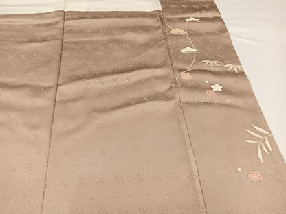 平和屋着物●訪問着　友禅　駒刺繍　草花文　金彩　正絹　逸品　AABG5788ph