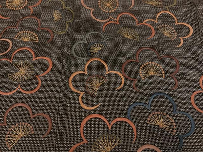 平和屋着物●本場大島紬　訪問着　刺繍　100亀甲　総詰め　梅　金糸　正絹　逸品　AABG5789ph