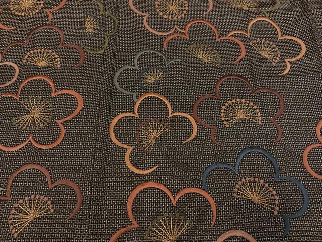 平和屋着物●本場大島紬　訪問着　刺繍　100亀甲　総詰め　梅　金糸　正絹　逸品　AABG5789ph