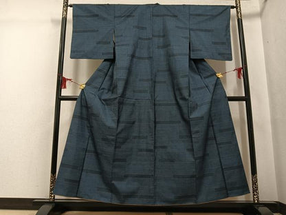 平和屋着物●本場大島紬　カタス7マルキ　幾何学文様　正絹　逸品　AABG5790ph