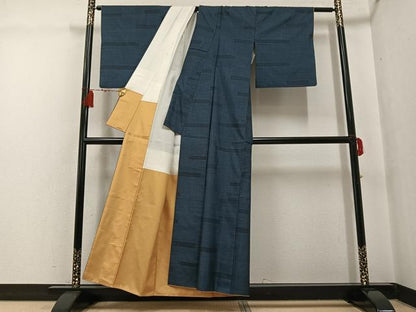 平和屋着物●本場大島紬　カタス7マルキ　幾何学文様　正絹　逸品　AABG5790ph