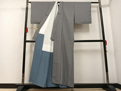 平和屋着物●お召　七宝文　正絹　逸品　AABG5791ph