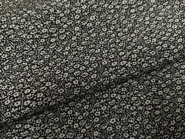平和屋着物●庭野三樹夫　江戸小紋　草花文　黒地　さが美扱い　正絹　逸品　AABG5792ph