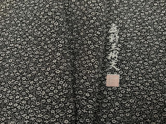 平和屋着物●庭野三樹夫　江戸小紋　草花文　黒地　さが美扱い　正絹　逸品　AABG5792ph
