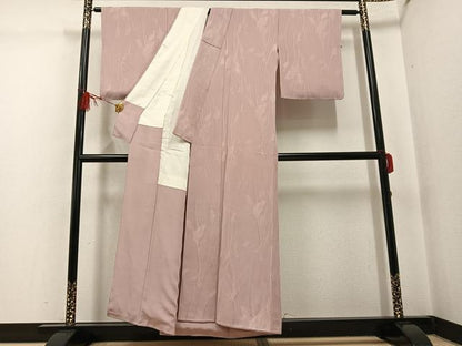 平和屋着物●上質な色無地　草木地紋　赤白橡色　正絹　逸品　未使用　AABG5793ph