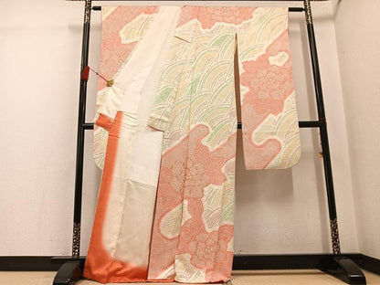 平和屋着物●豪華振袖　総絞り　駒刺繍　牡丹　正絹　逸品　AABG5797ph