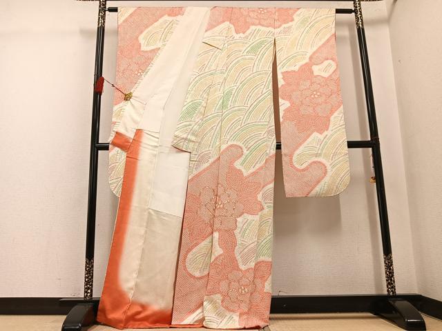 平和屋着物●豪華振袖　総絞り　駒刺繍　牡丹　正絹　逸品　AABG5797ph