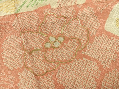 平和屋着物●豪華振袖　総絞り　駒刺繍　牡丹　正絹　逸品　AABG5797ph