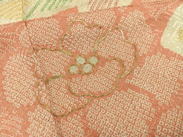 平和屋着物●豪華振袖　総絞り　駒刺繍　牡丹　正絹　逸品　AABG5797ph